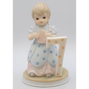 Lefton Christopher Collection Birthday Girl Blonde Age 7 Figurine 1982 HandPaint
